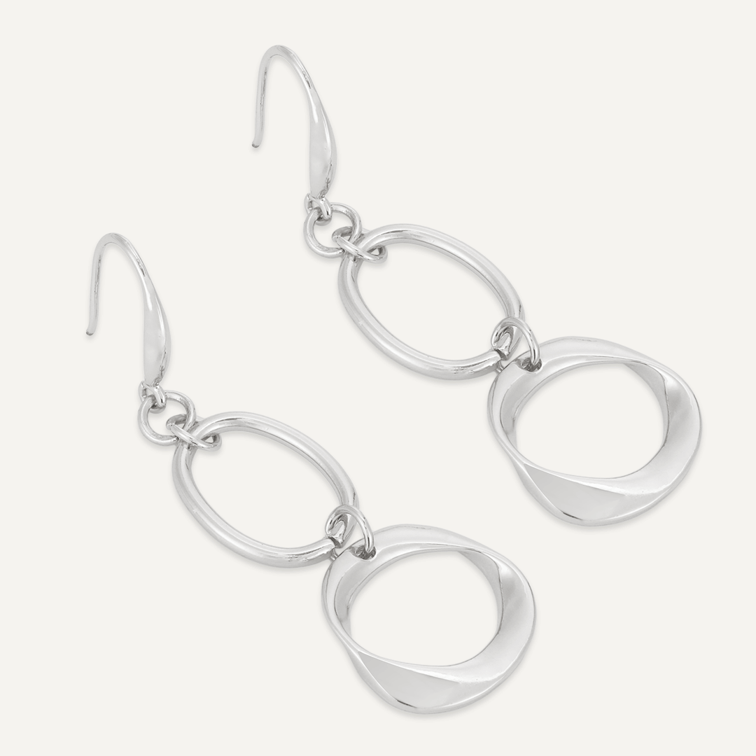 Abstract Geometric Hook Earrings In Silver-Tone