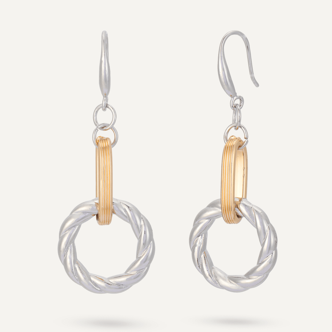 Contemporary Chain-Link Hook Earrings In Gold & Silver Tone