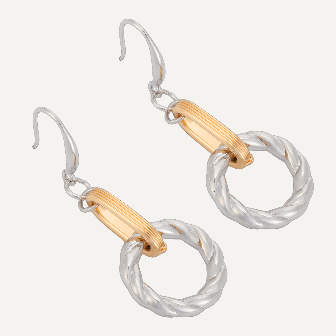 Contemporary Chain-Link Hook Earrings In Gold & Silver Tone