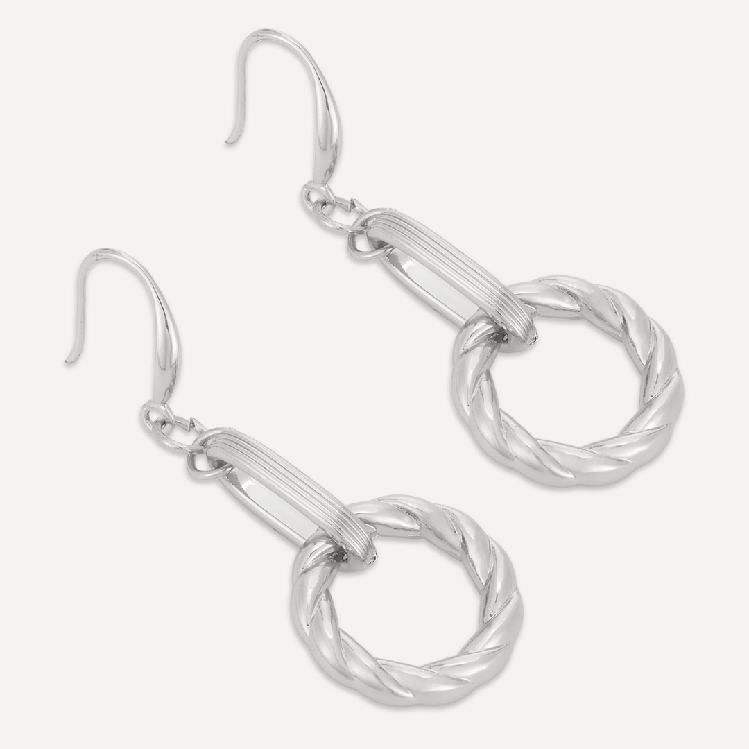 Contemporary Chain-Link Hook Earrings In Silver-Tone