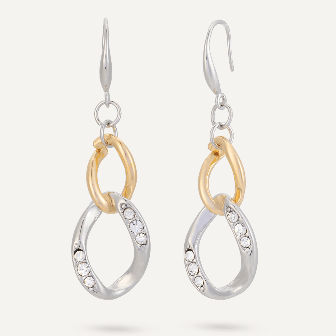 Party Crystal Hook Earrings In Gold & Silver-Tone