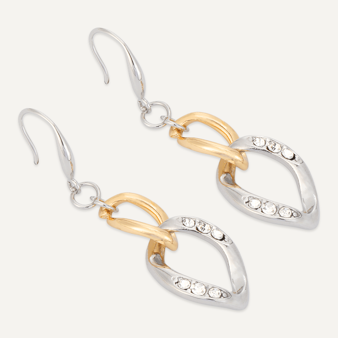 Party Crystal Hook Earrings In Gold & Silver-Tone