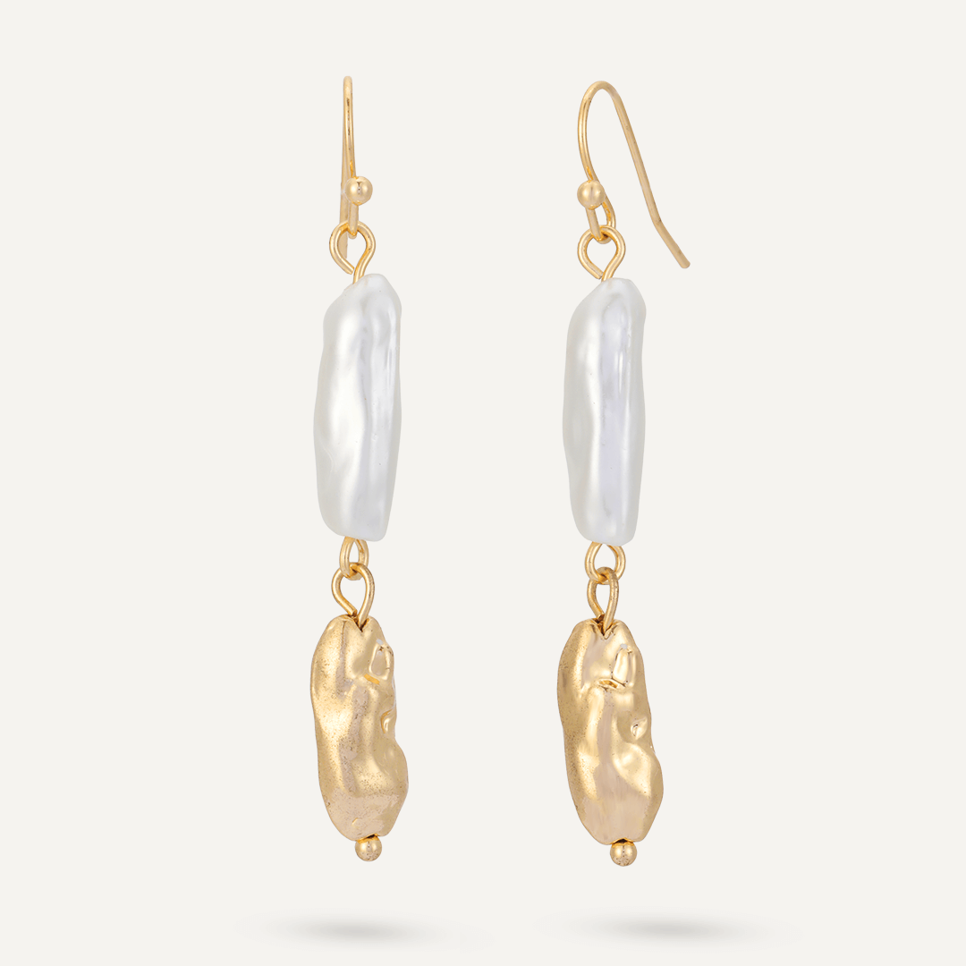 Classic Faux Pearls Hook Earrings In Gold-Tone