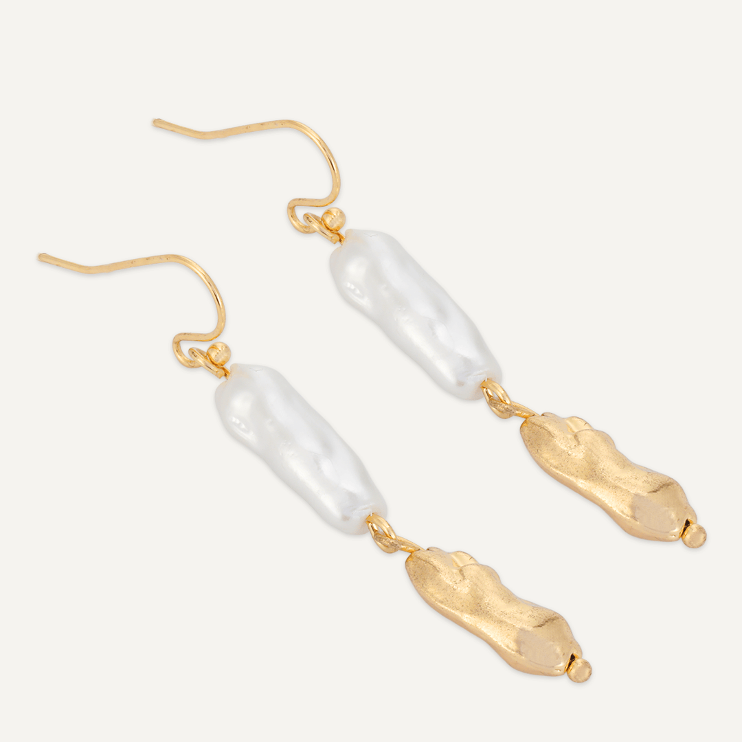 Classic Faux Pearls Hook Earrings In Gold-Tone