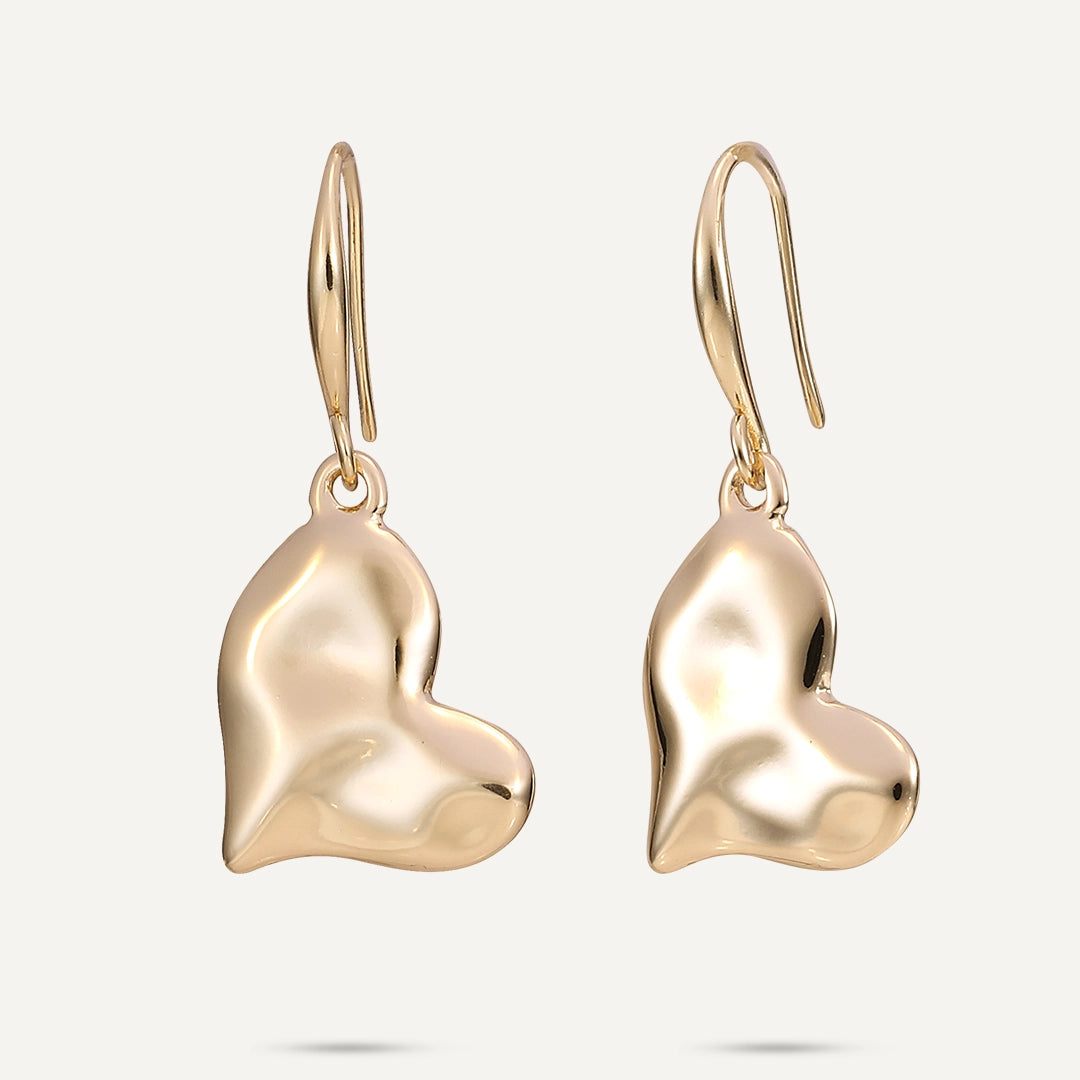 Drop Heart Earrings In Gold-Tone