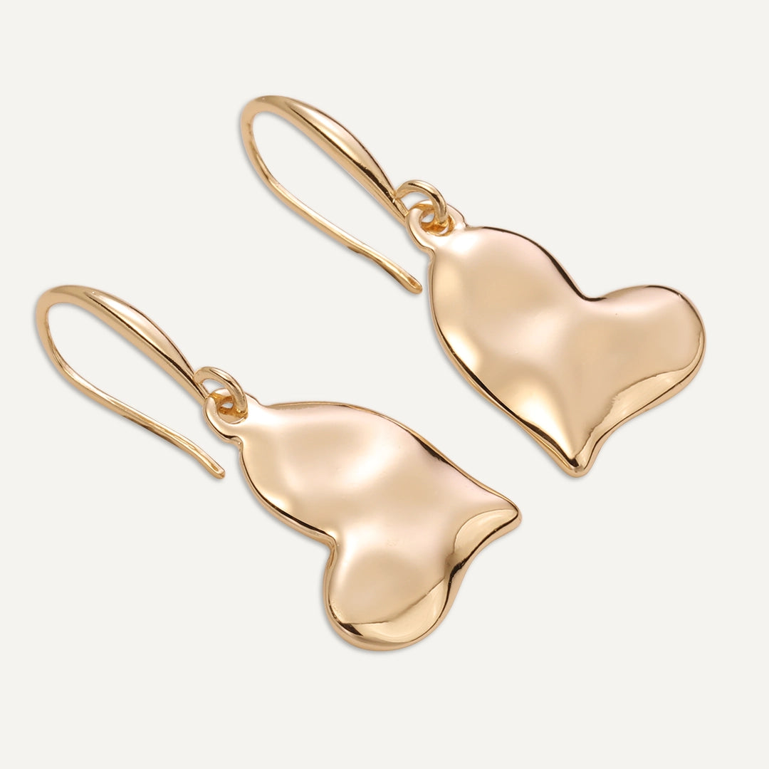 Drop Heart Earrings In Gold-Tone