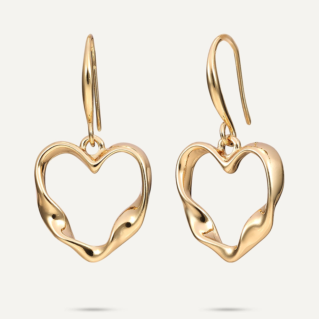 Silhouette Heart Drop Earrings In Gold-Tone