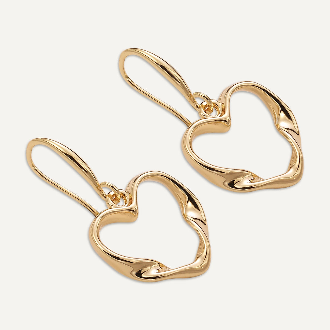 Silhouette Heart Drop Earrings In Gold-Tone