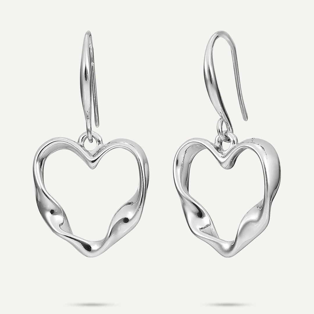 Silhouette Heart Drop Earrings In Silver-Tone