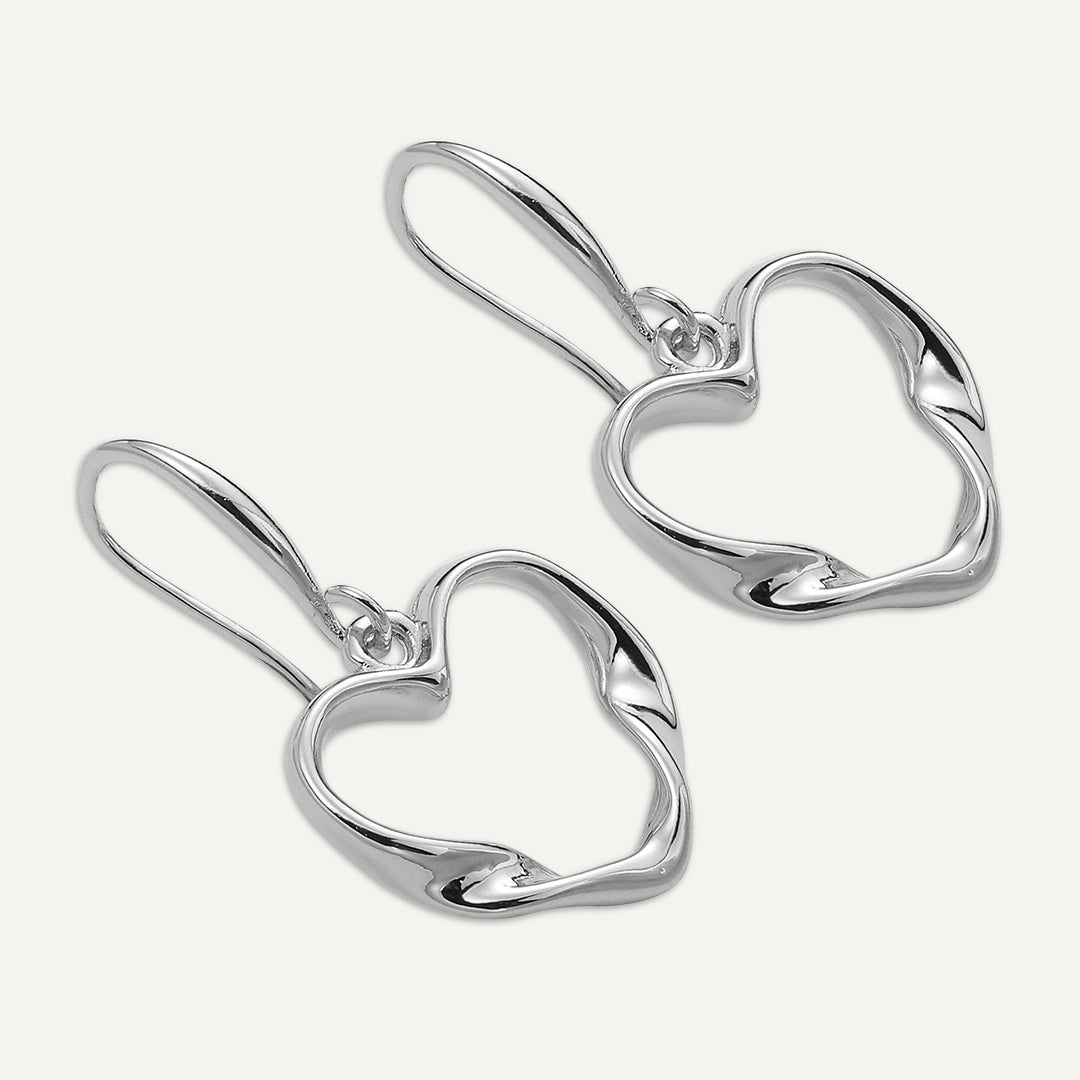 Silhouette Heart Drop Earrings In Silver-Tone