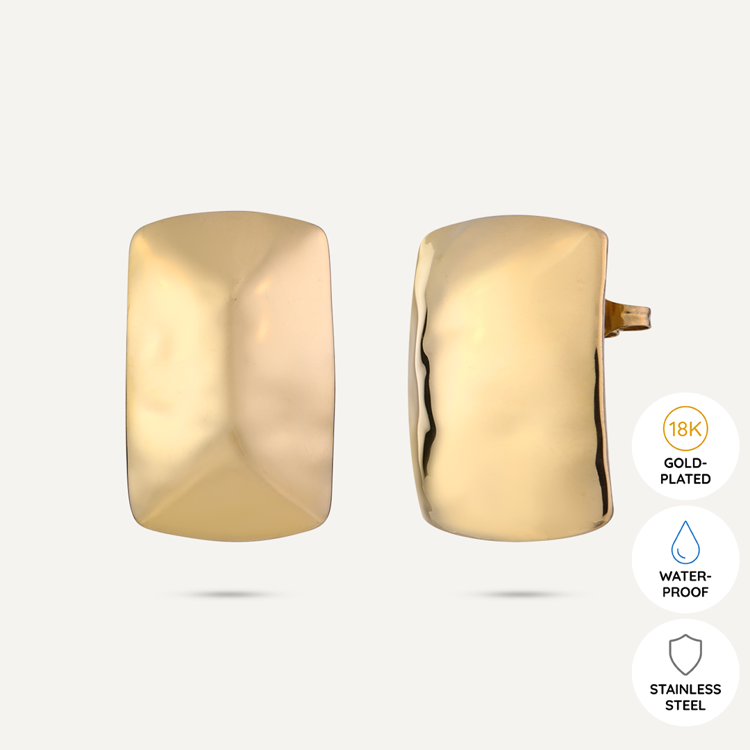 Vibes | Matte Square Post Earrings | 18K Gold-Plated