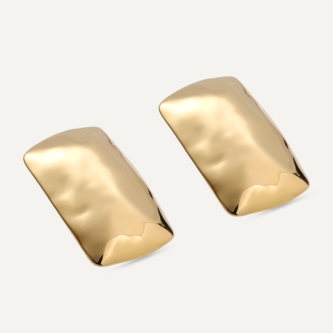 Vibes | Matte Square Post Earrings | 18K Gold-Plated