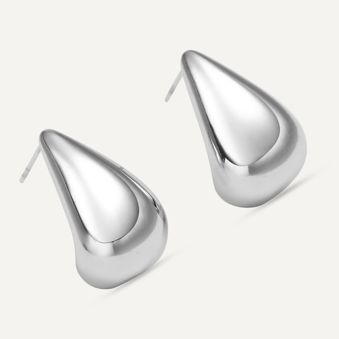 Vibes | Classic Drop Post Earrings | White Gold-Plated