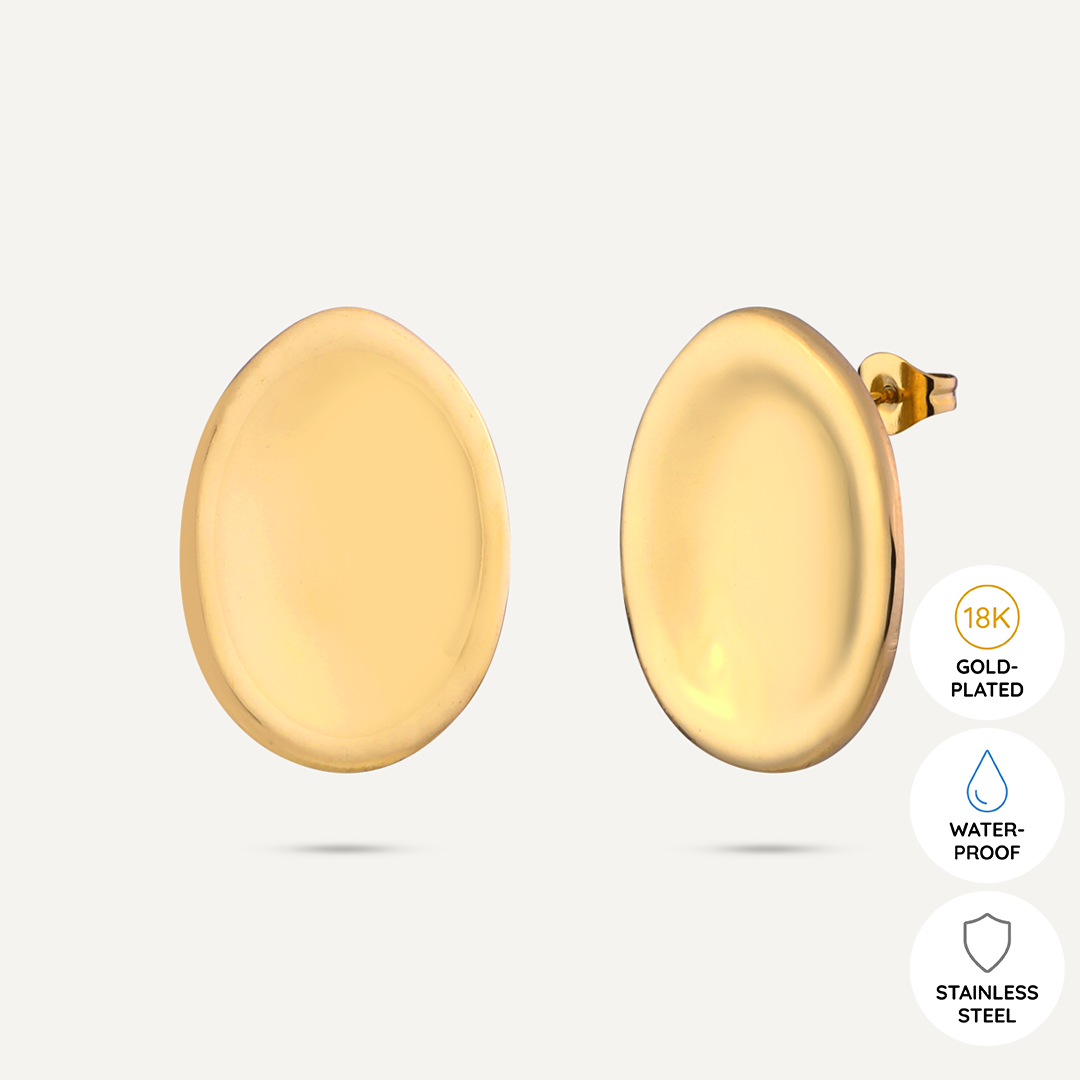 Vibes | Organic Oval Stud Post Earrings | 18K Gold-Plated