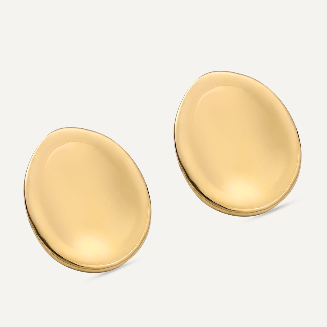 Vibes | Organic Oval Stud Post Earrings | 18K Gold-Plated