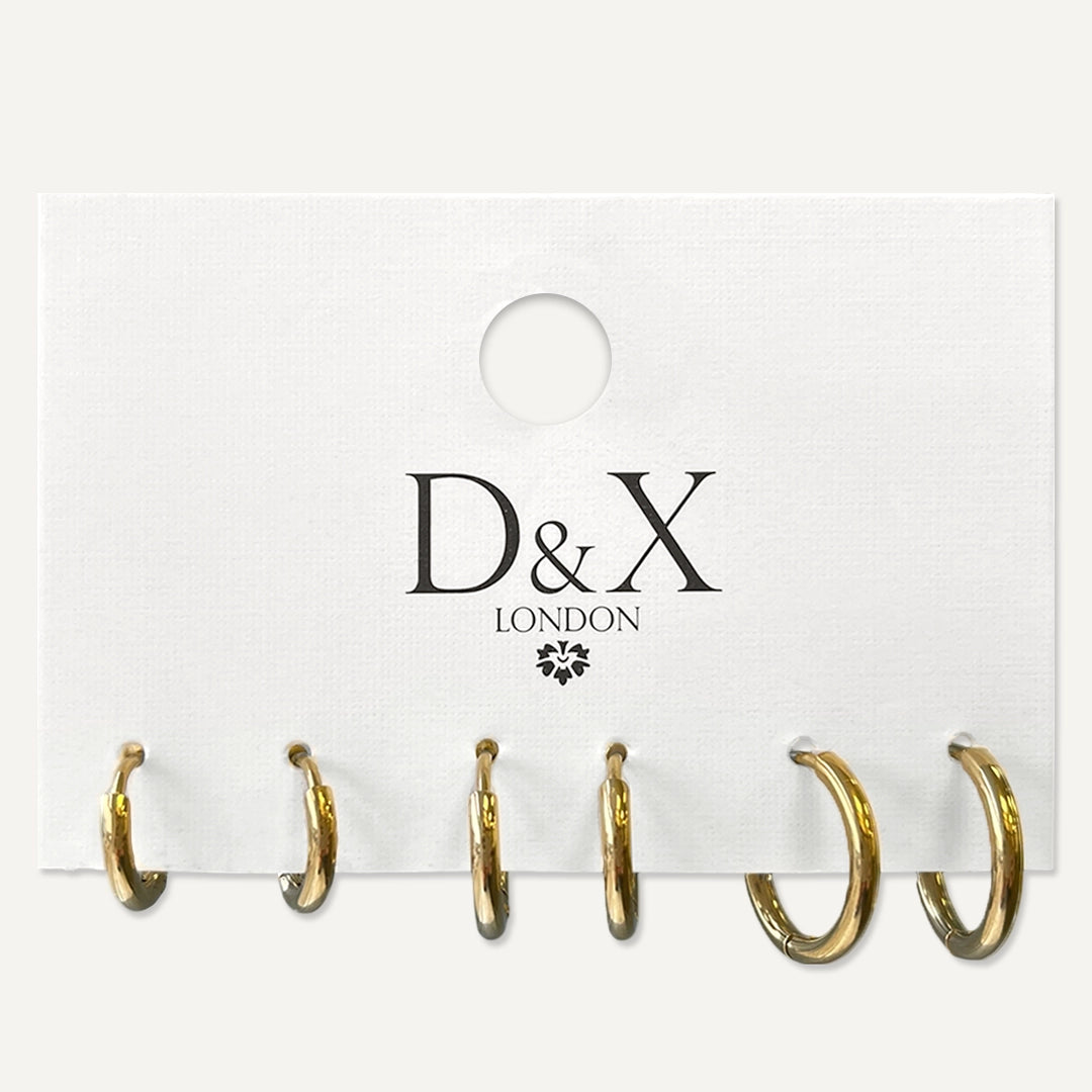 Vibes | Classic Hoop Earrings | 3 Pairs | 18K Gold-Plated