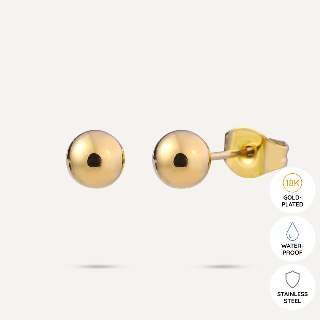 Vibes | Minimalist Ball Stud Earrings | 3 Pairs | 18K Gold-Plated