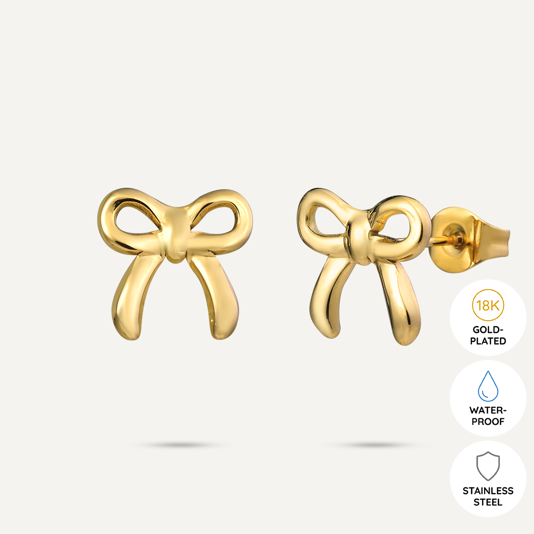 Vibes | Charming Bow Knot Post Earrings | 18K Gold-Plated