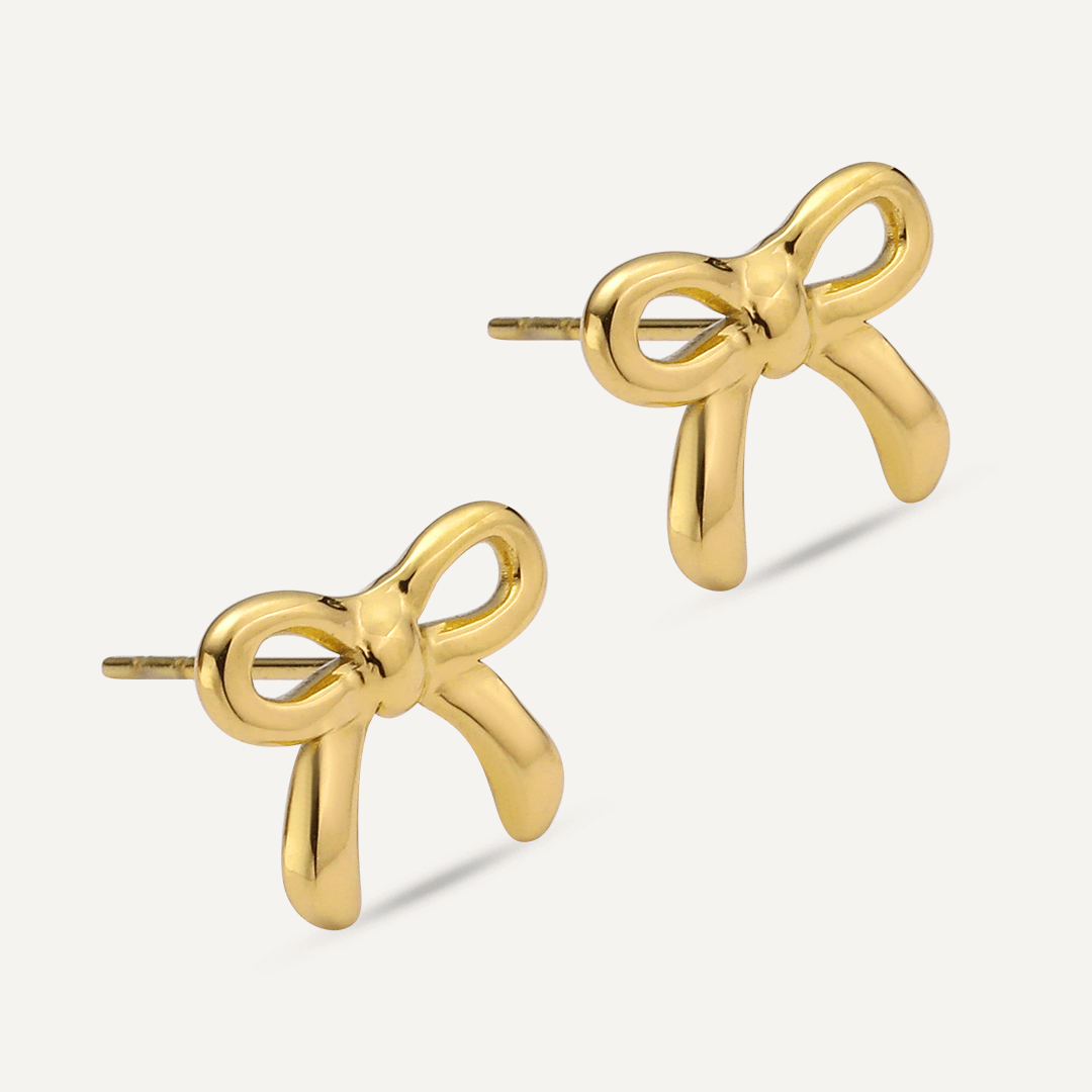 Vibes | Charming Bow Knot Post Earrings | 18K Gold-Plated