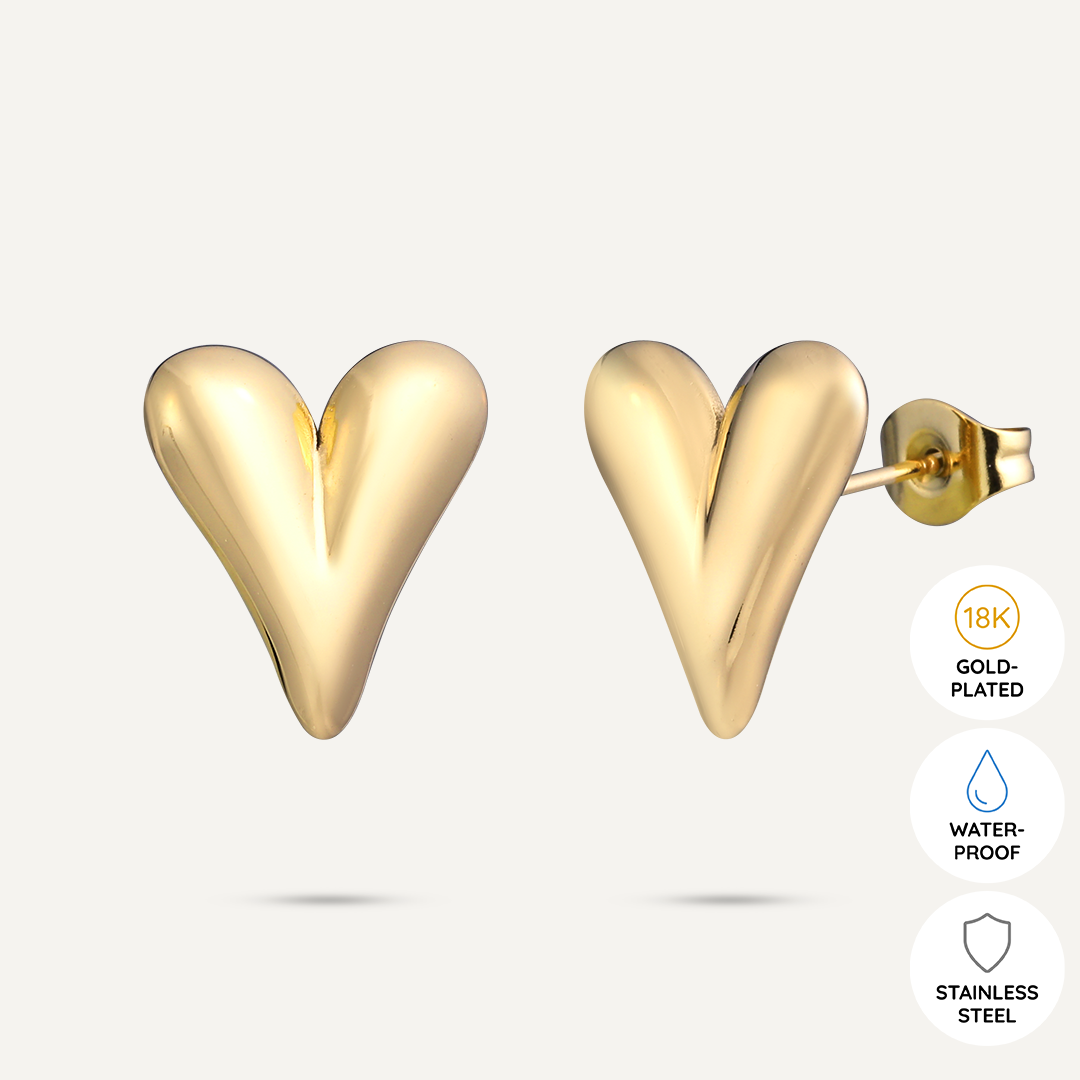 Vibes | Classic Heart Post Earrings | 18K Gold-Plated