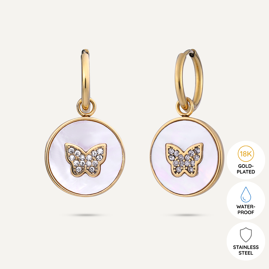 Vibes | Butterfly Dream Drop Lever Earrings | 18K Gold-Plated