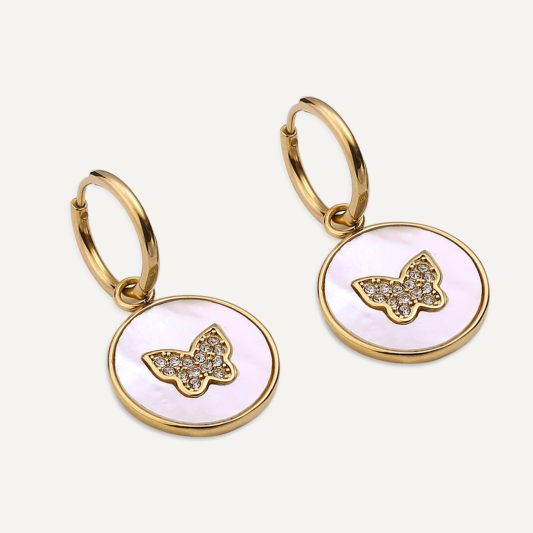 Vibes | Butterfly Dream Drop Lever Earrings | 18K Gold-Plated