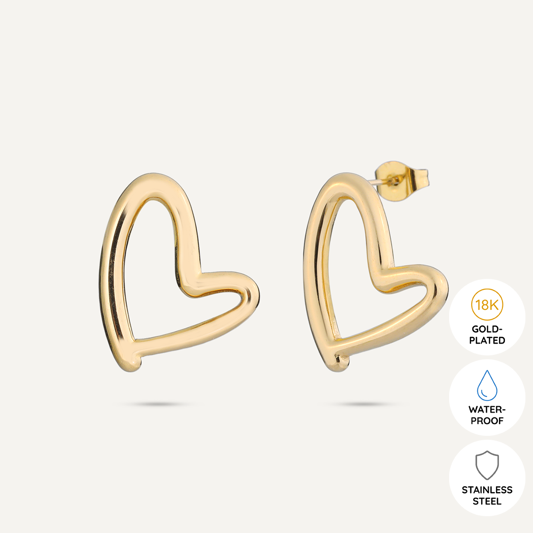 Vibes | Heart Embrace Post Earrings | 18K Gold-Plated