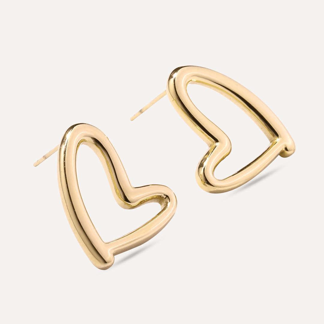 Vibes | Heart Embrace Post Earrings | 18K Gold-Plated