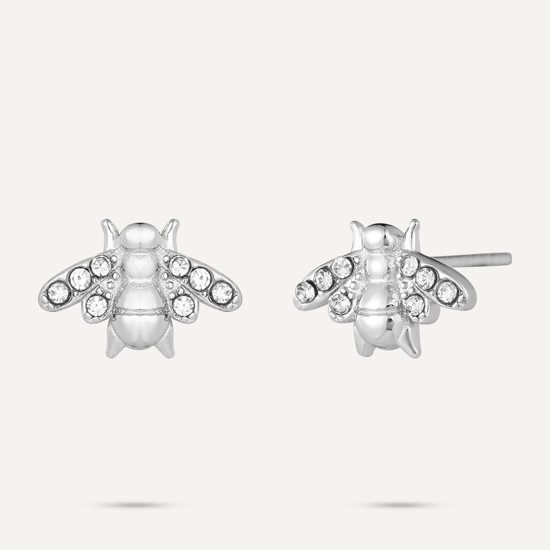 Vibes | Buzzing Beauty Post Earrings | White Gold-Plated