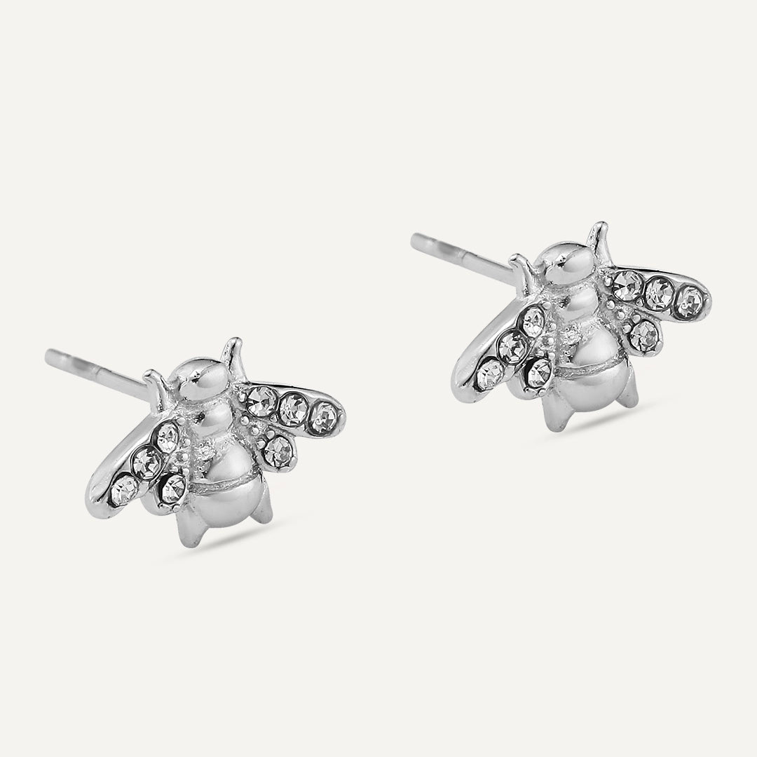 Vibes | Buzzing Beauty Post Earrings | White Gold-Plated