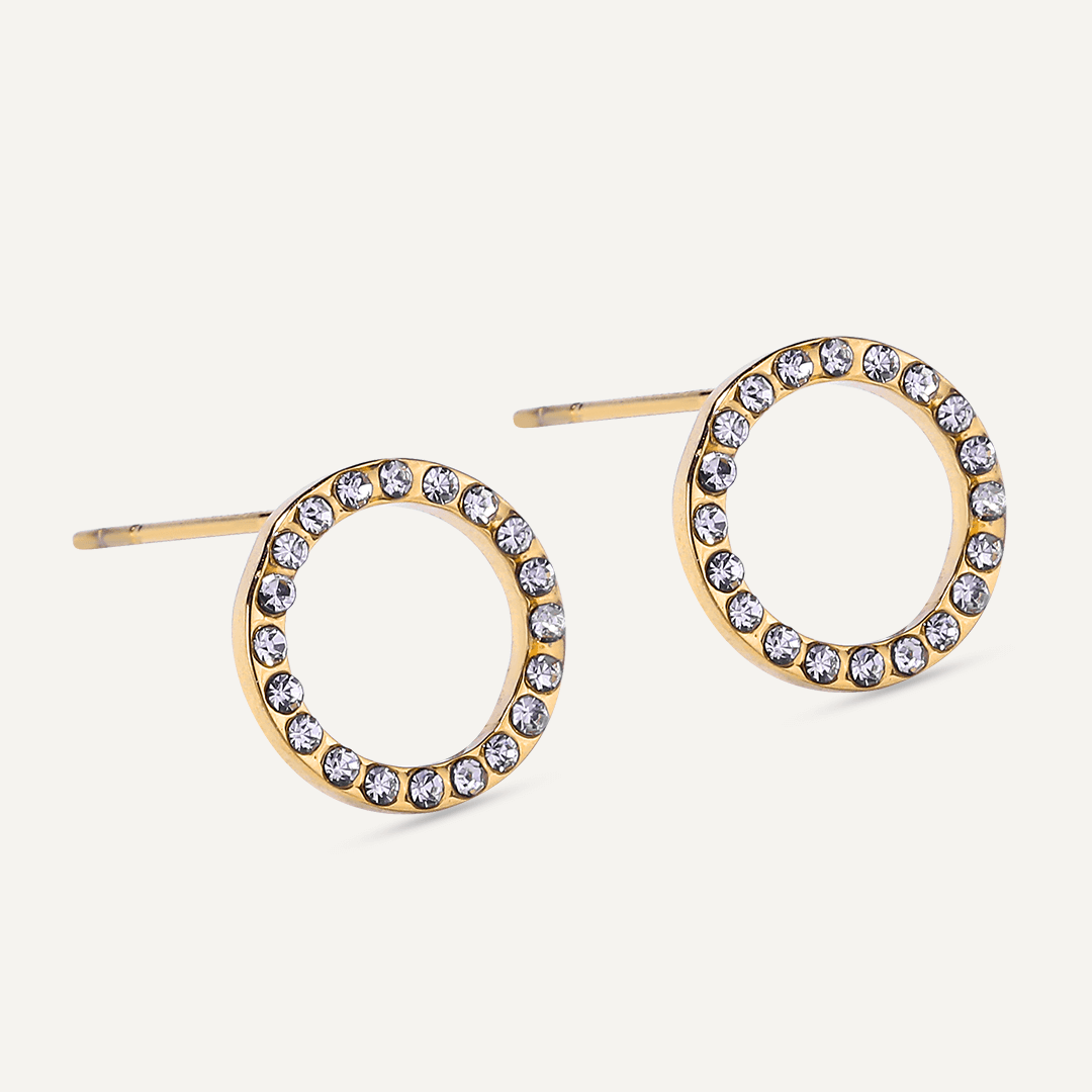 Vibes | Crystal Circle Radiance Post Earrings | 18K Gold-Plated