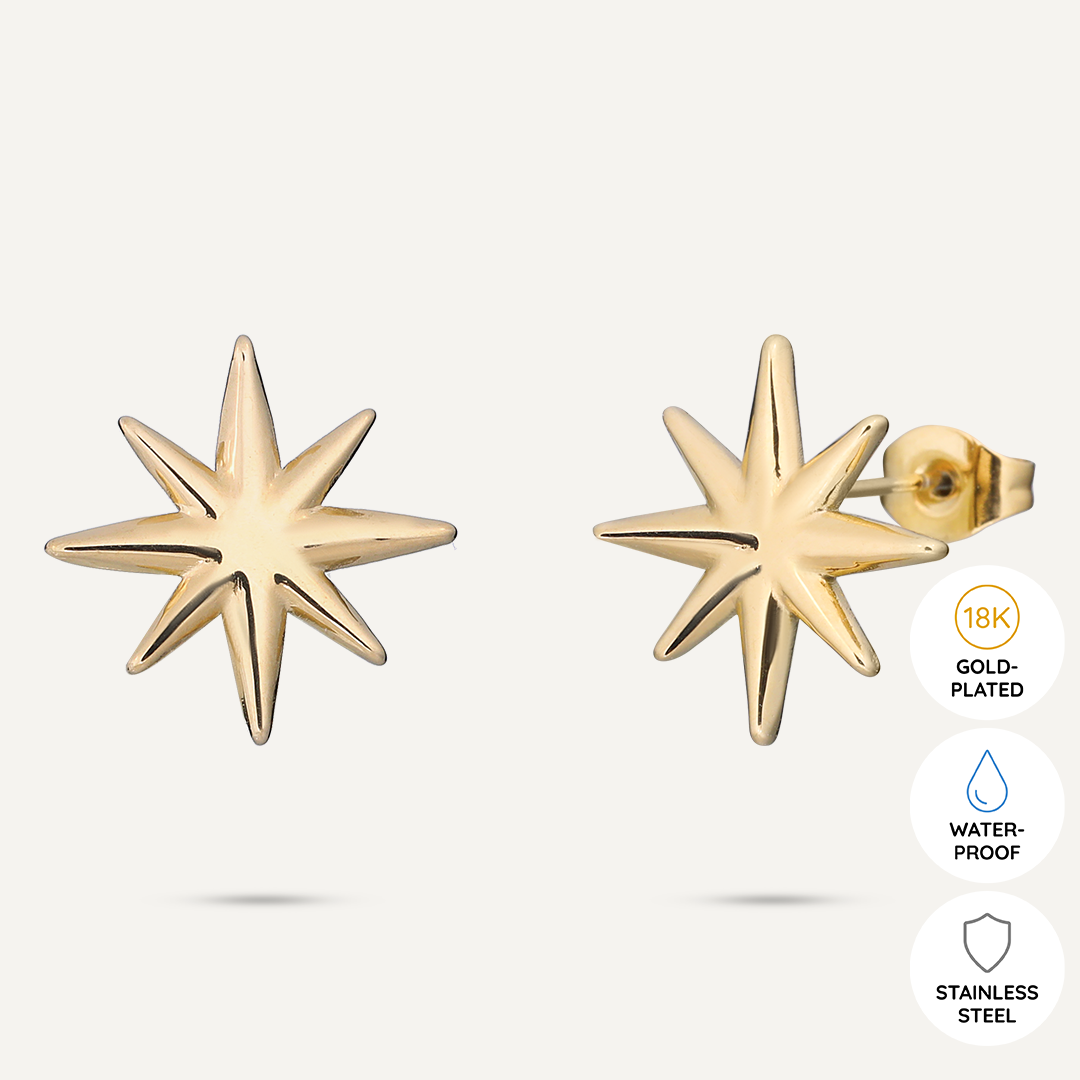 Vibes | Celestial Starburst Post Earrings | 18K Gold-Plated