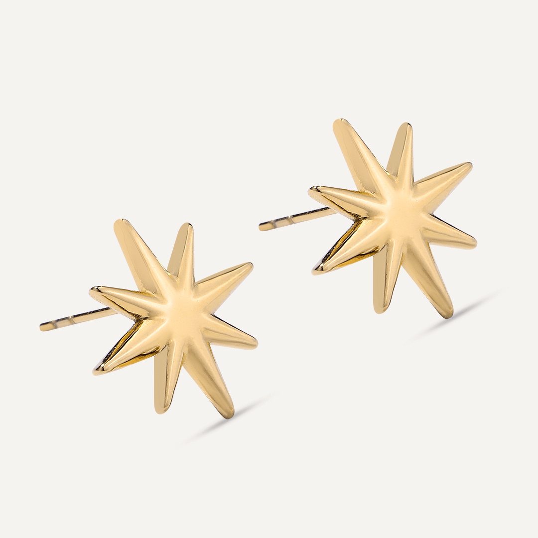 Vibes | Celestial Starburst Post Earrings | 18K Gold-Plated