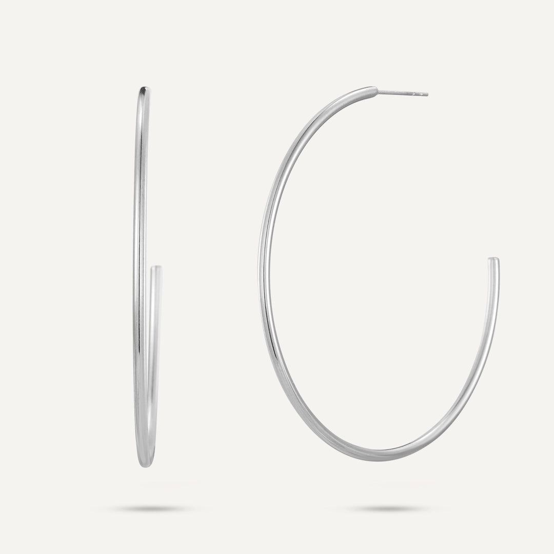 Vibes | Glide Hoop Earrings | White Gold-Plated