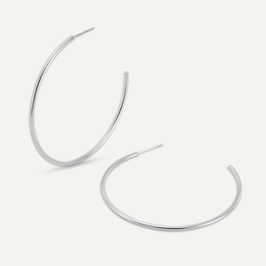 Vibes | Glide Hoop Earrings | White Gold-Plated