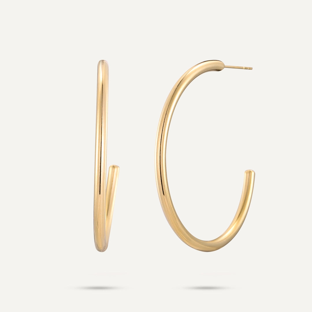 Vibes | Sleek Loop Hoop Earrings | 18K Gold-Plated