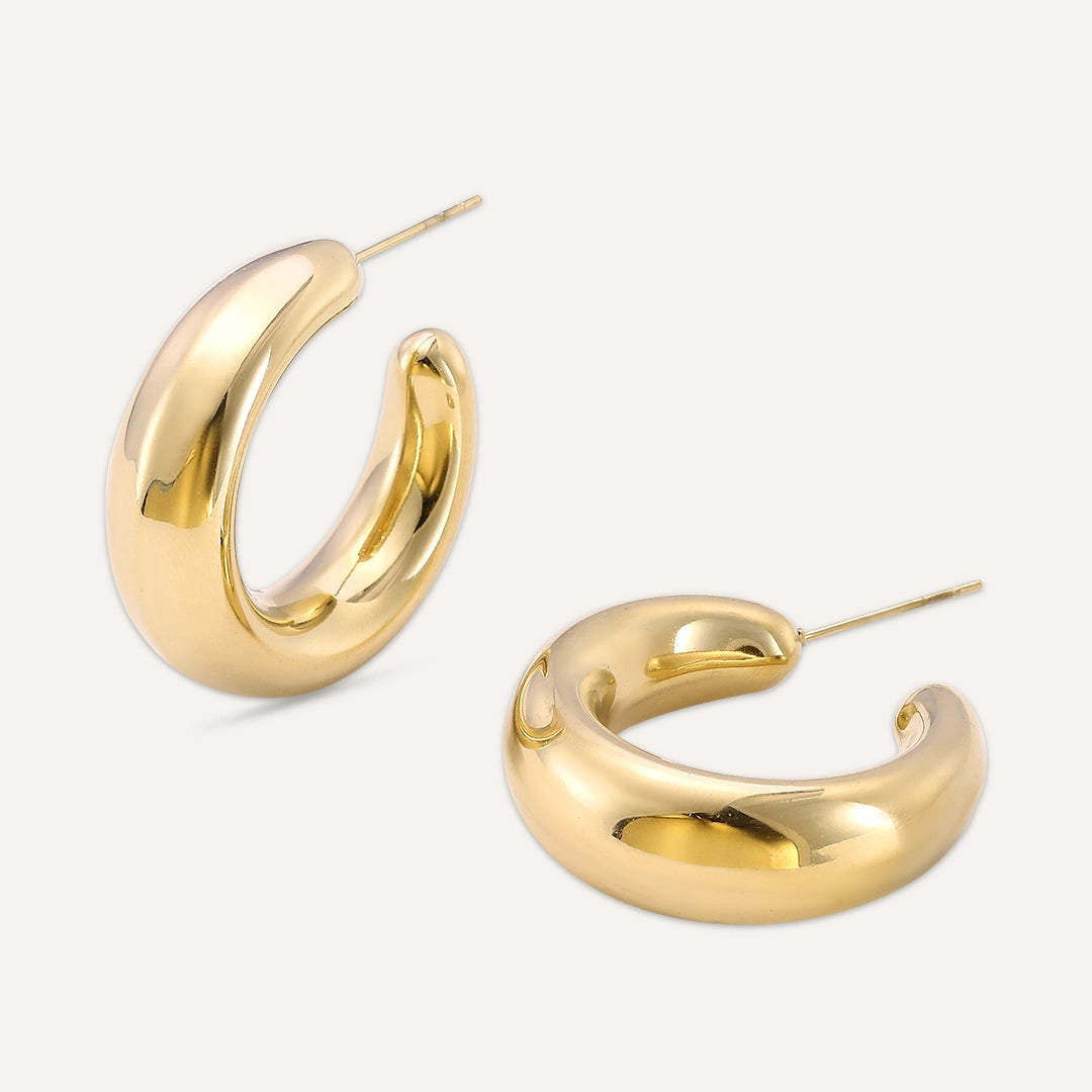 Vibes | Glow Dome Hoop Earrings | 18K Gold-Plated