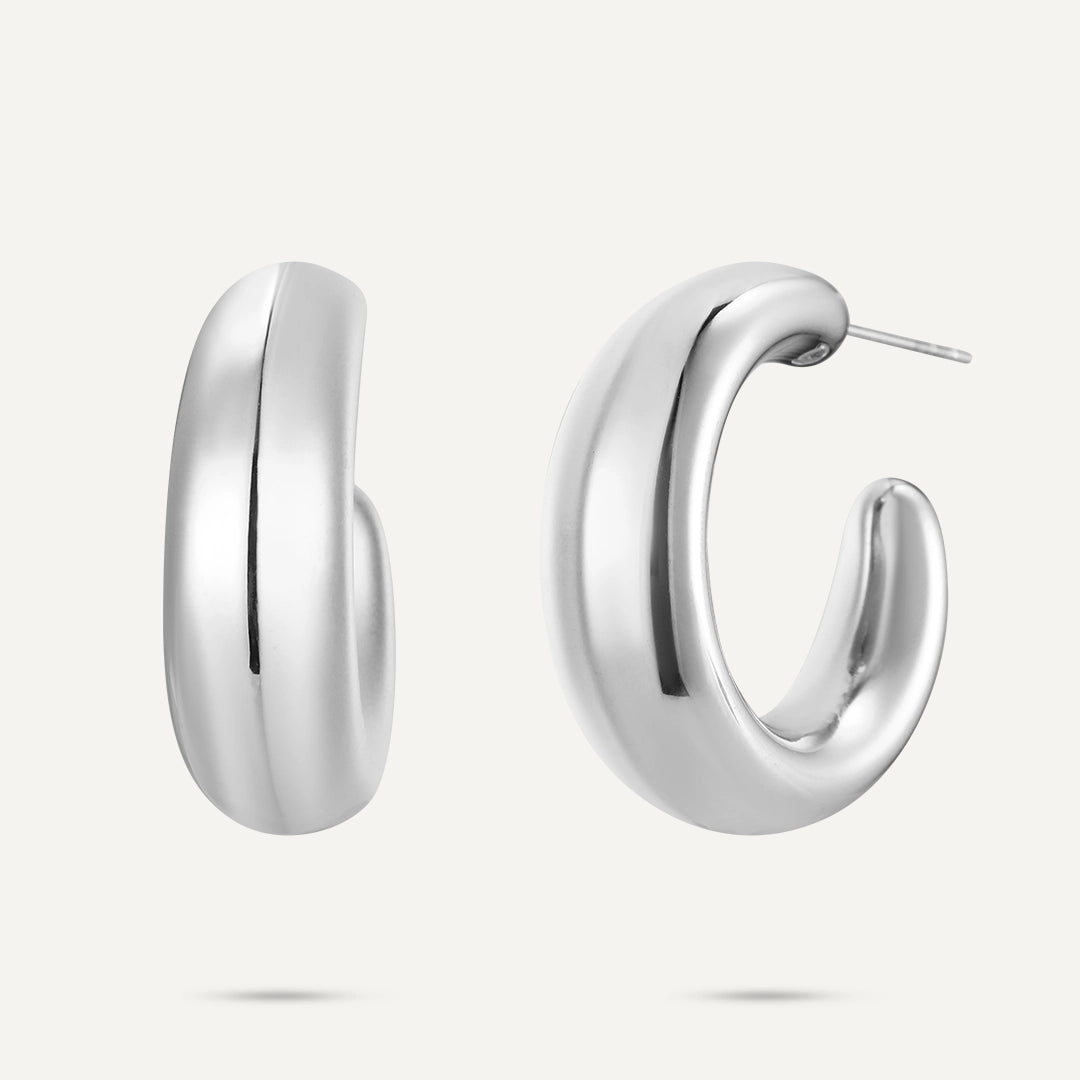 Vibes | Glow Dome Hoop Earrings | White Gold-Plated