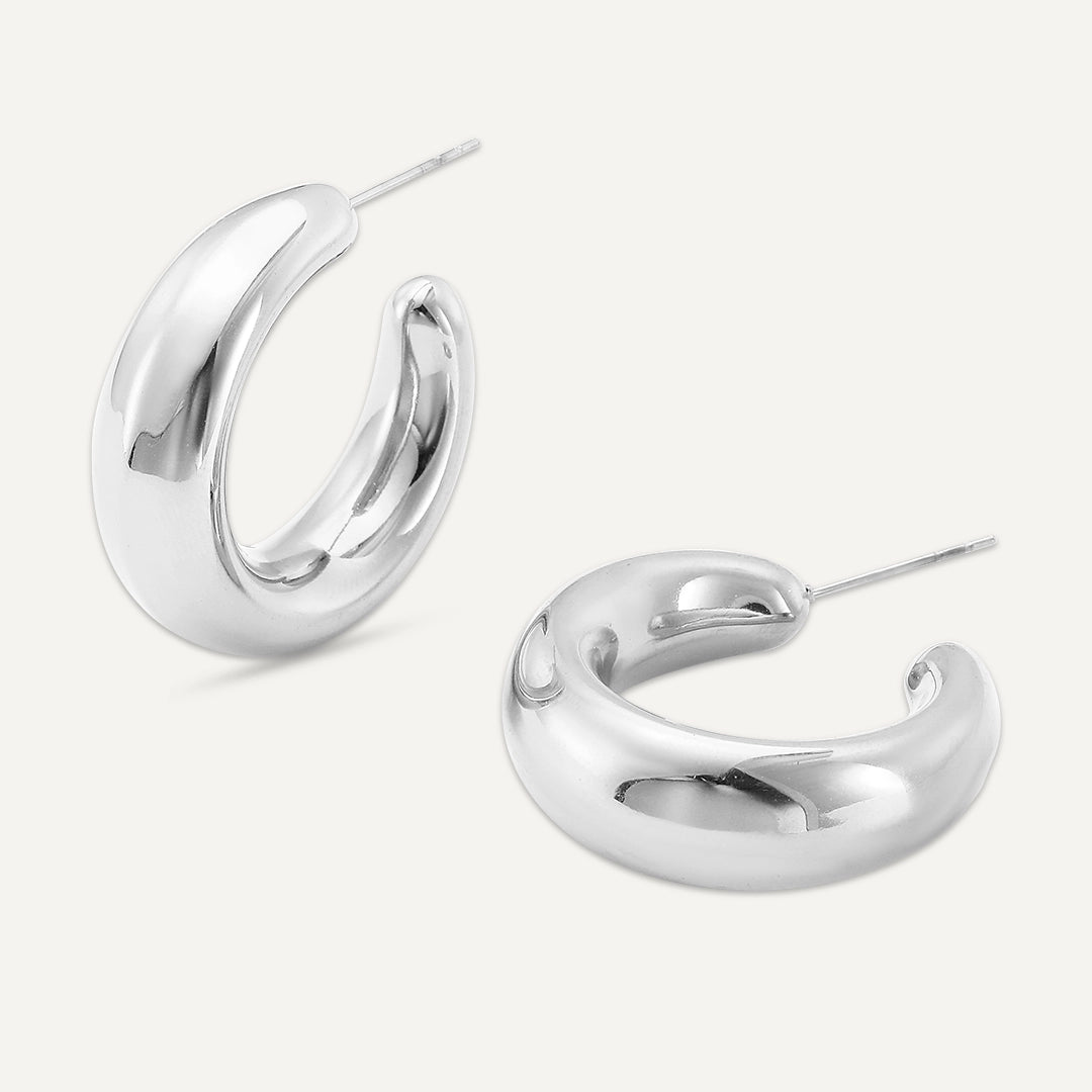 Vibes | Glow Dome Hoop Earrings | White Gold-Plated