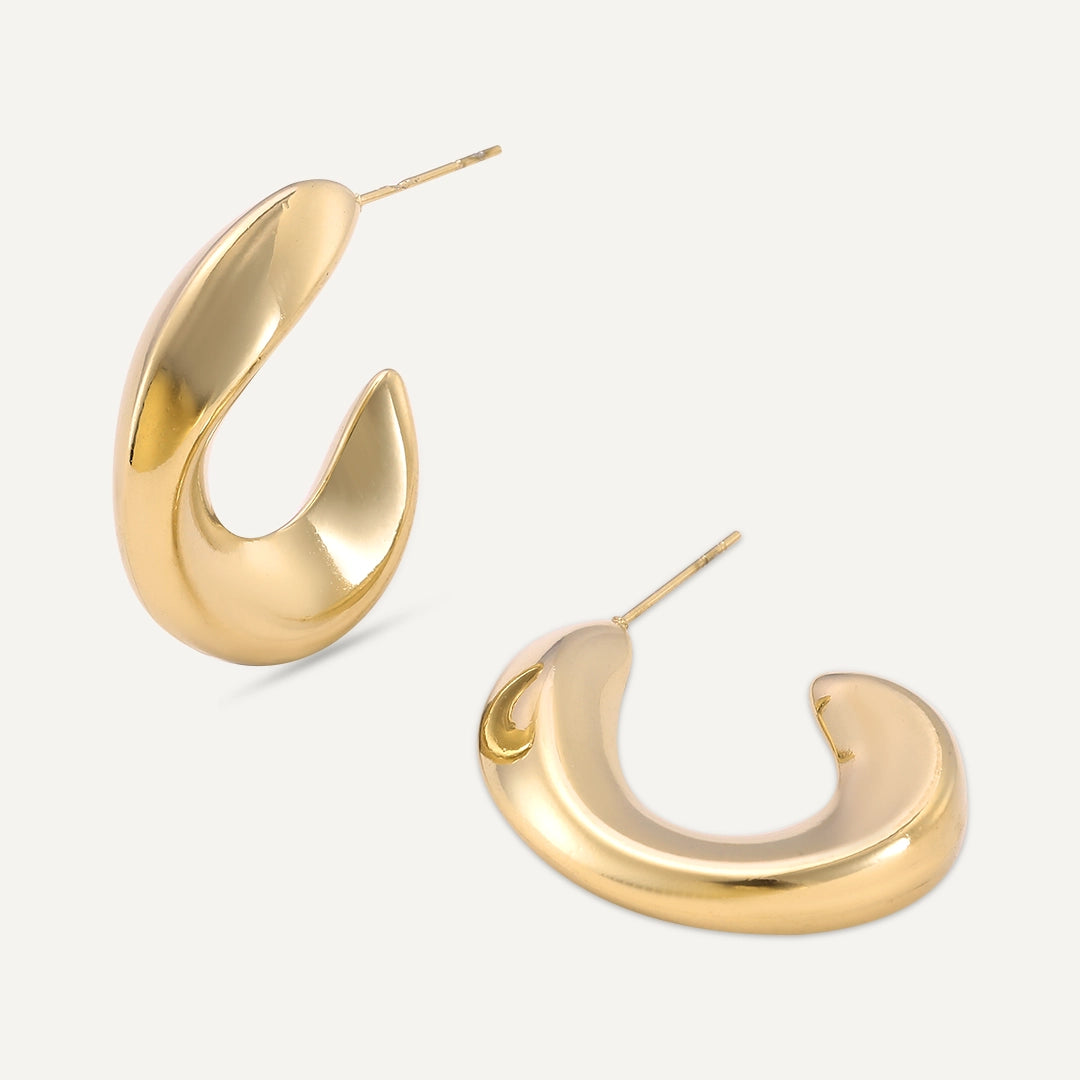 Vibes | Liquid Curl Hoop Earrings | 18K Gold-Plated
