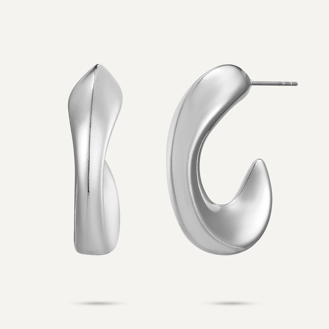 Vibes | Liquid Curl Hoop Earrings | White Gold-Plated