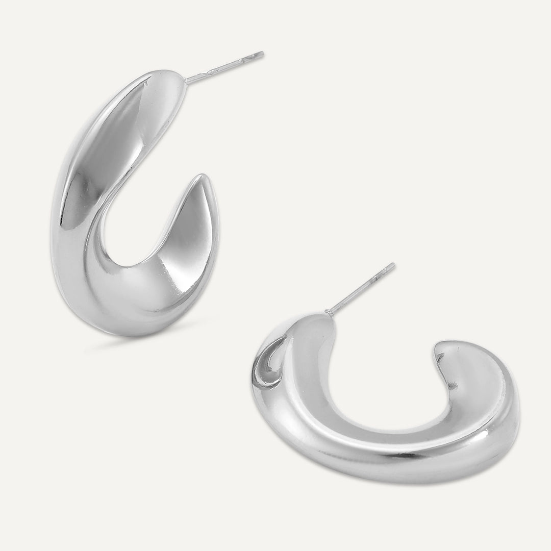 Vibes | Liquid Curl Hoop Earrings | White Gold-Plated