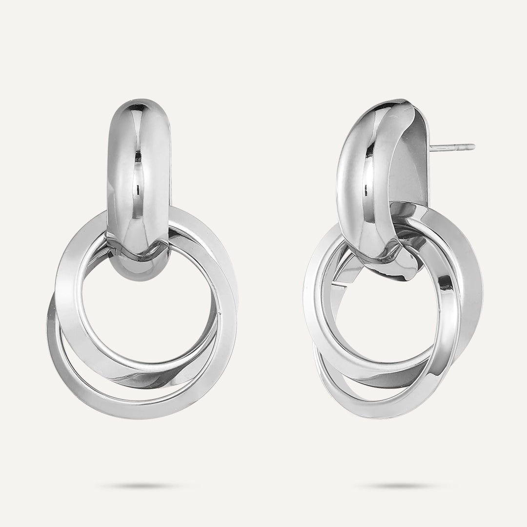 Vibes | Triple Loop Hoop Earrings | White Gold-Plated