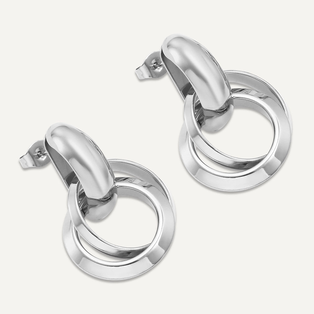 Vibes | Triple Loop Hoop Earrings | White Gold-Plated