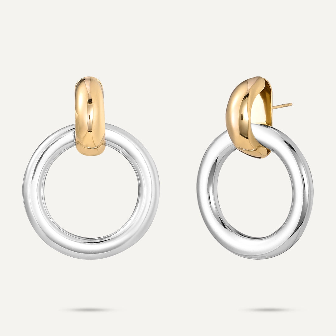 Vibes | Bold Orbit Hoop Earrings | 18K Gold & White Gold-Plated
