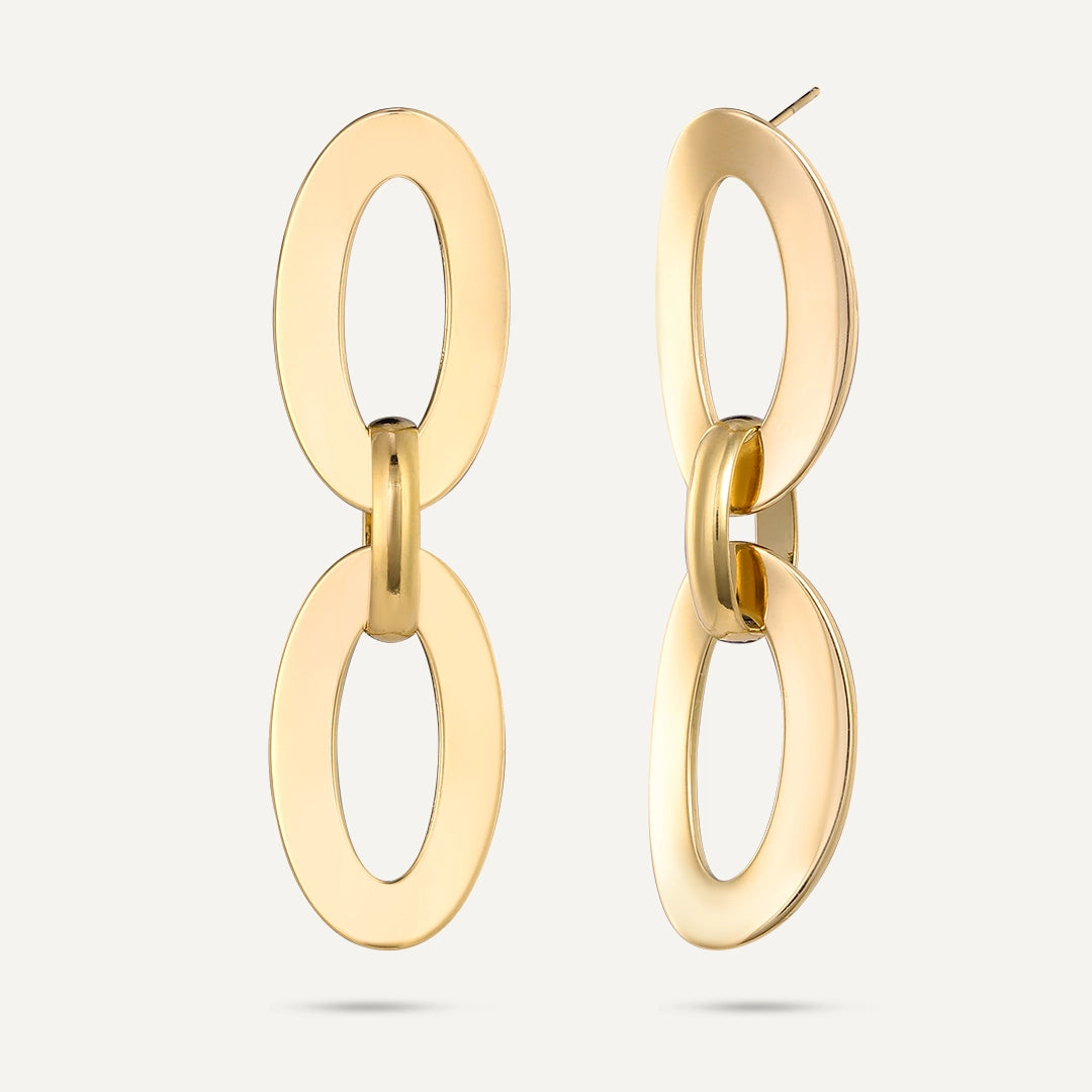 Vibes | Oval Link Luxe Drop Earrings | 18K Gold-Plated