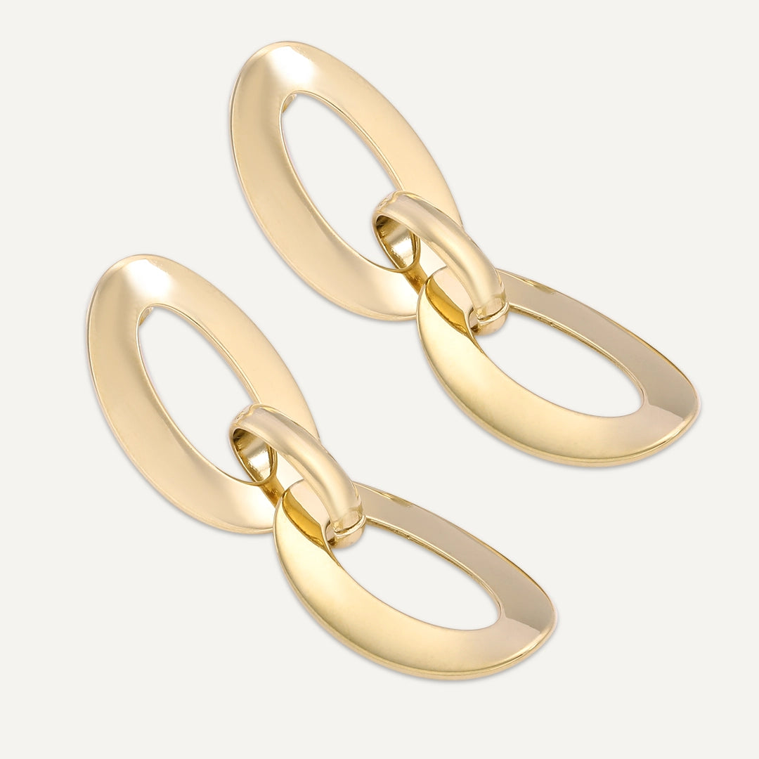 Vibes | Oval Link Luxe Drop Earrings | 18K Gold-Plated