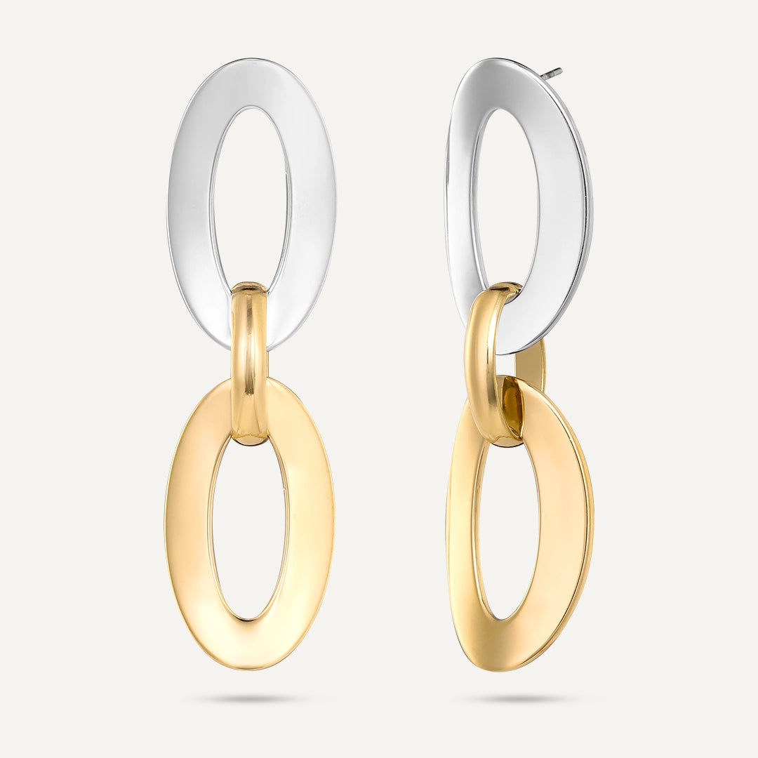 Vibes | Oval Link Luxe Drop Earrings | 18K Gold & White Gold-Plated