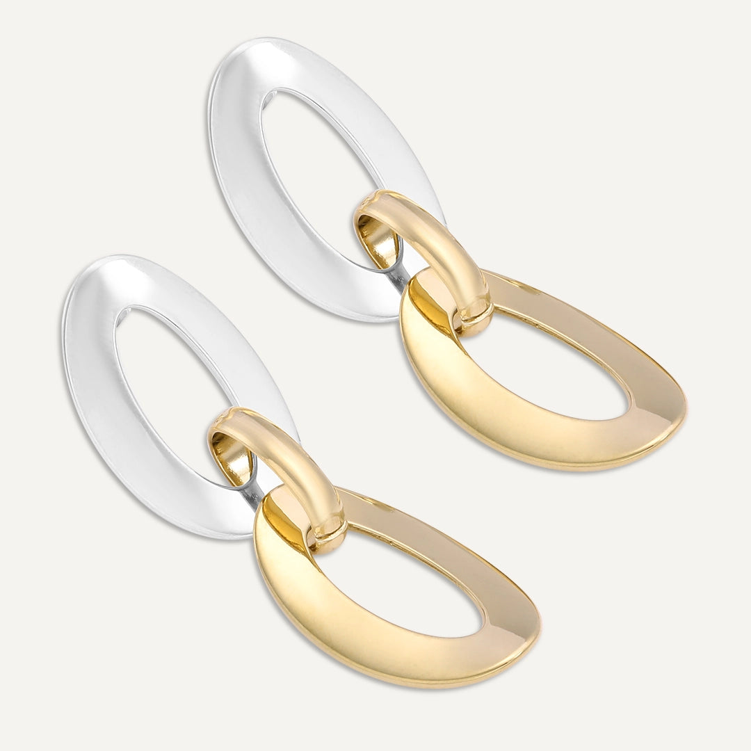 Vibes | Oval Link Luxe Drop Earrings | 18K Gold & White Gold-Plated