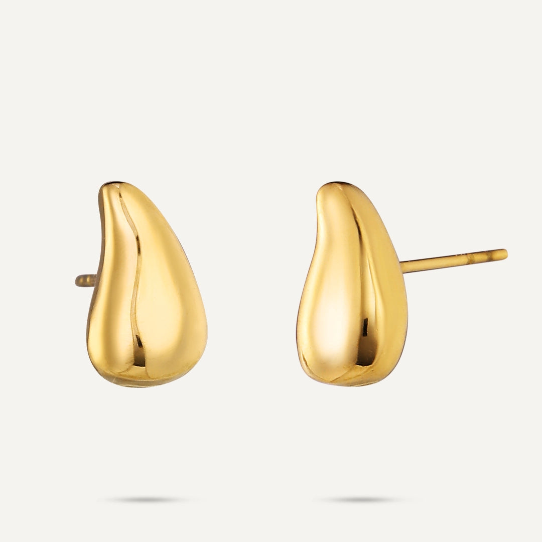 Vibes | Liquid Teardrop Stud Earrings | 18K Gold-Plated